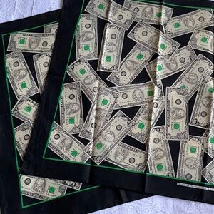 Vintage US Currency Bandanas, set of two